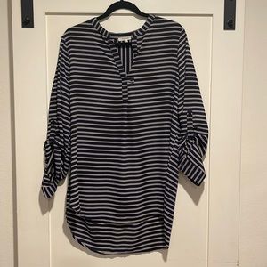 Pleione Navy Striped Blouse